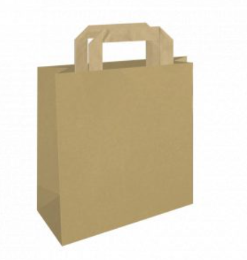 Szalagfüles papírtáska barna 32x27x17 cm [250db/karton]