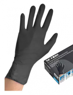 Gumikesztyű fekete nitril vastag L [100db/cs;10cs/#][Setino]