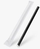 Papír szívószál egyesével csomagolt, fekete (8x21cm) - 500db